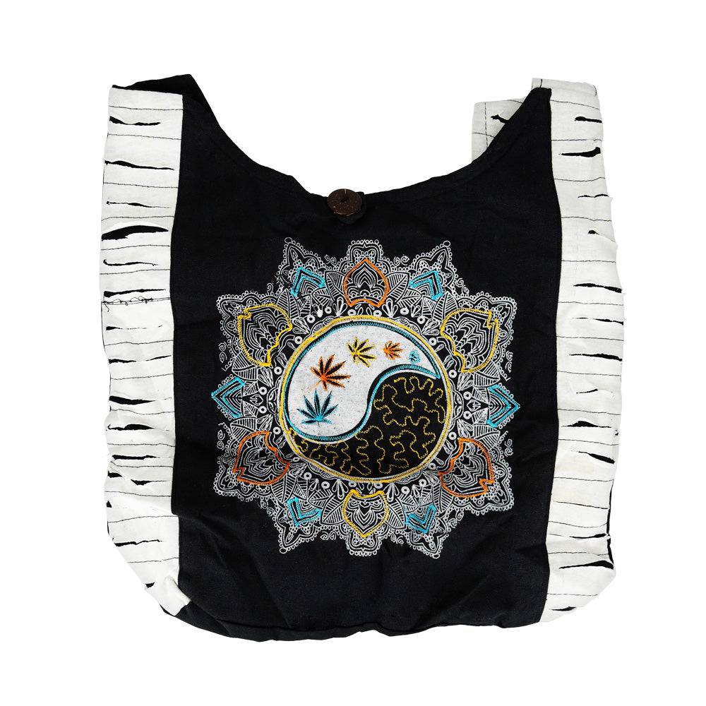 Yin Yang Hemp Leaf Mandala Sling Bag - 15"x15" - Discreet Smoker