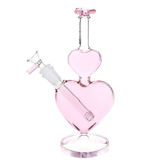 Pulsar Stacked Hearts Glass Water Pipe - 10" / 14mm F - Discreet Smoker