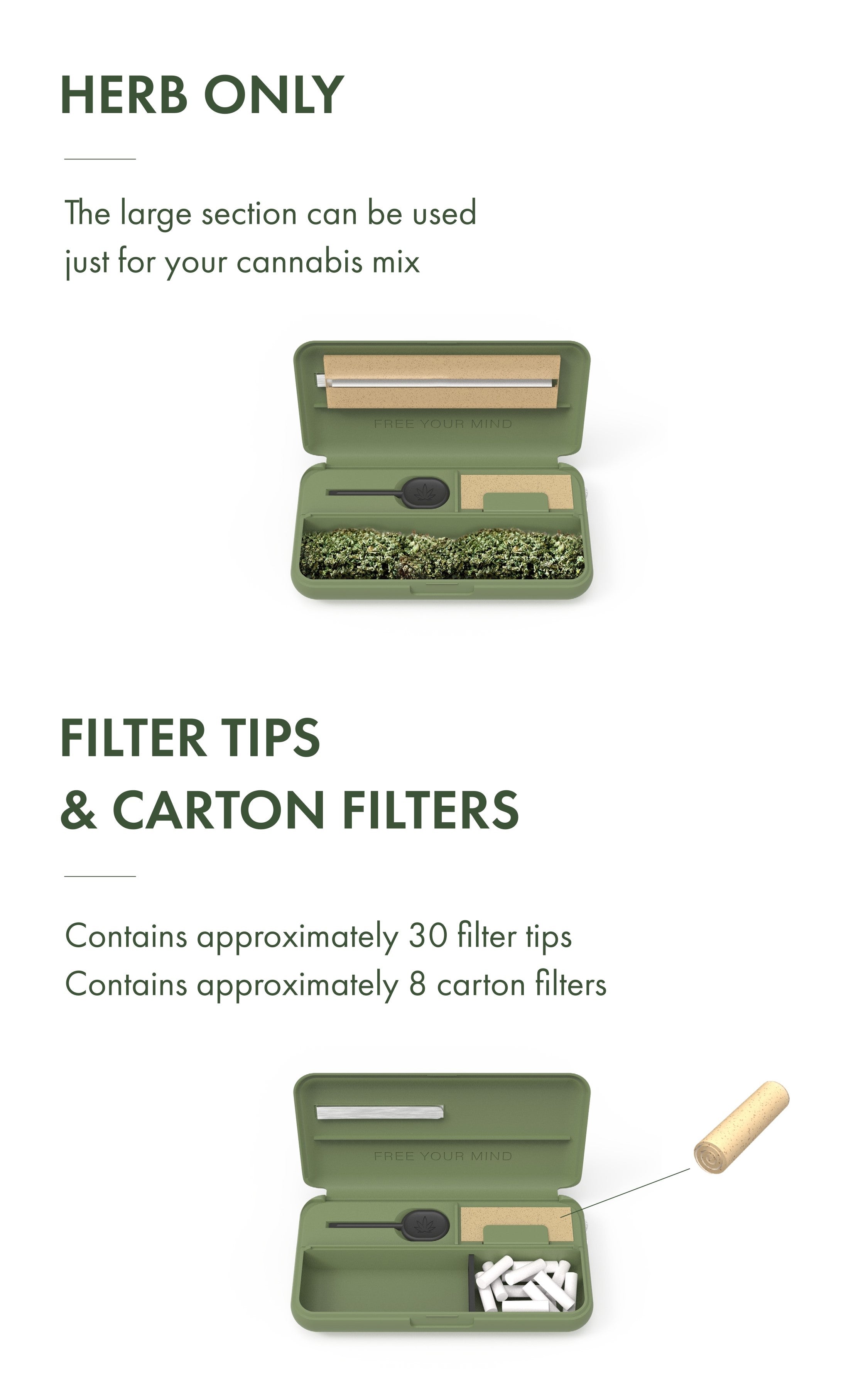 Tobox Green All-In-One Pocket Size Smell-Proof Stash Box Rolling Kit - Discreet Smoker