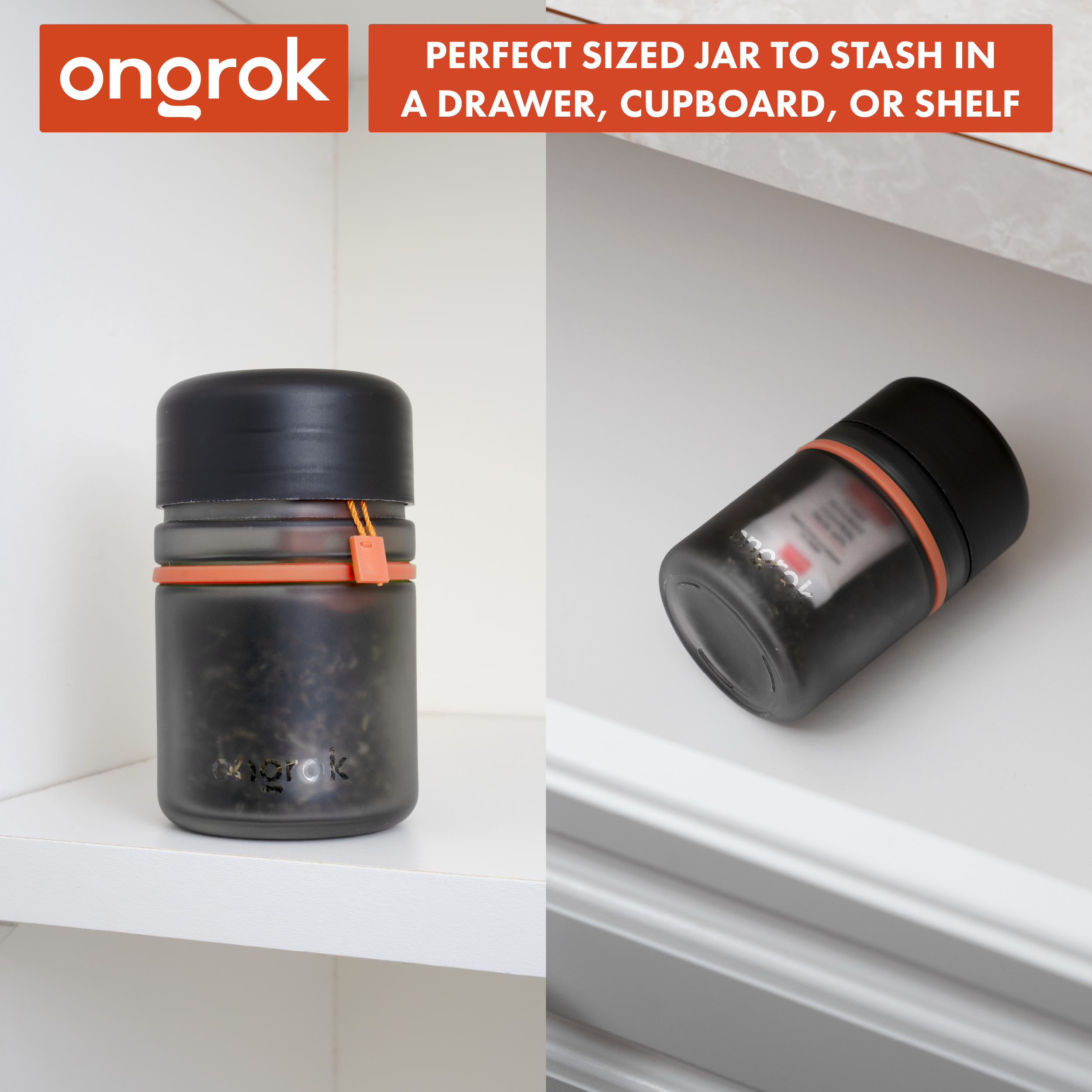 Ongrok Child Resistant Glass Storage Jar, 3 pack x 180ml each - Discreet Smoker