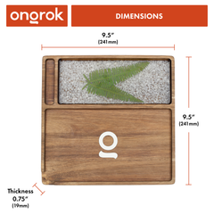 Ongrok Premium Natural Acacia Wood Tray | 9.5" x 9.5" - Discreet Smoker