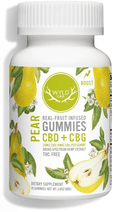 WYLD Real Fruit Infused CBD + CBG Gummies Pear - (60MG - 1200MG) - Discreet Smoker