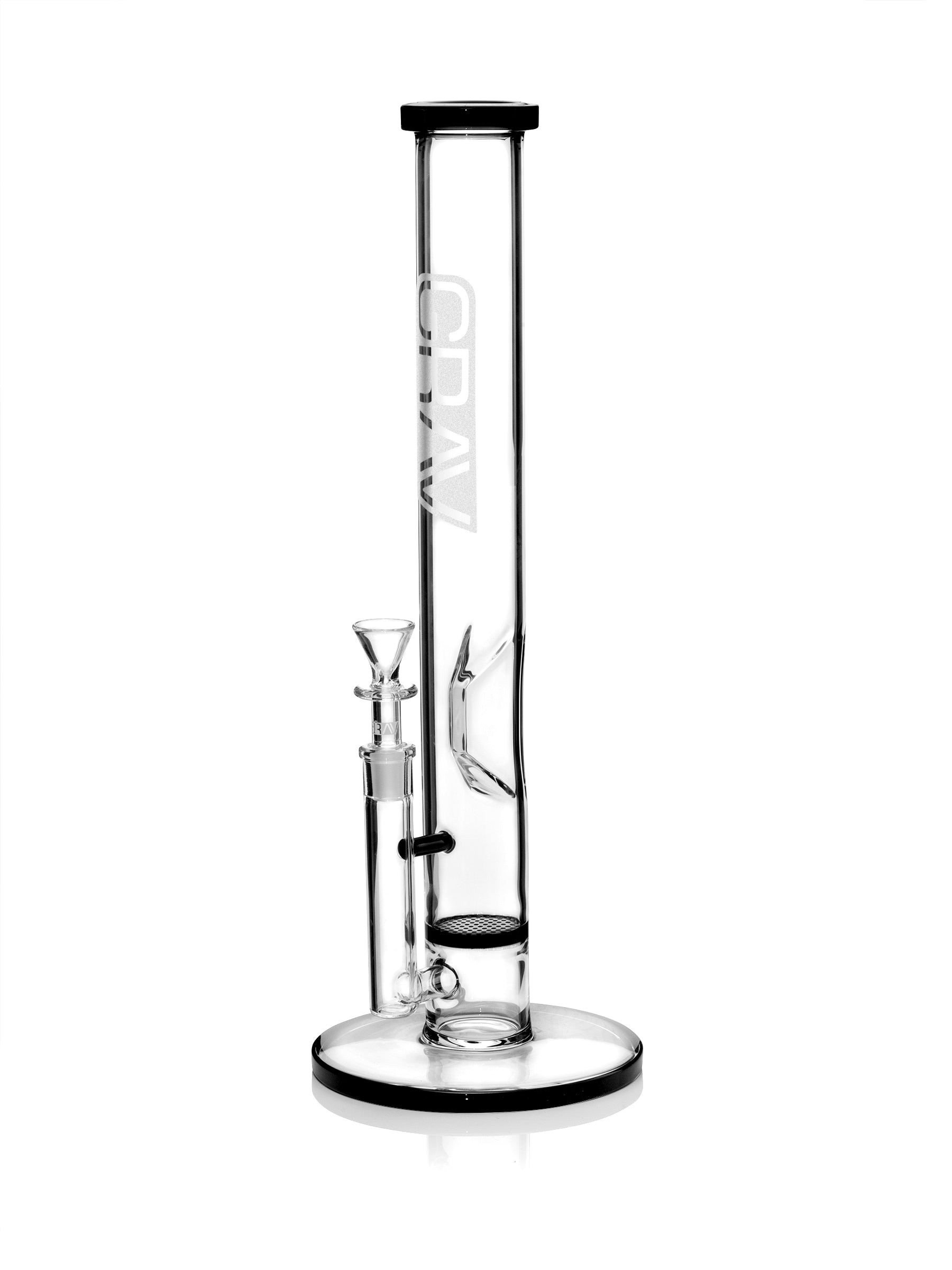 GRAV® Large, Black Accent Straight Base w/ Disc Water Pipe - Discreet Smoker