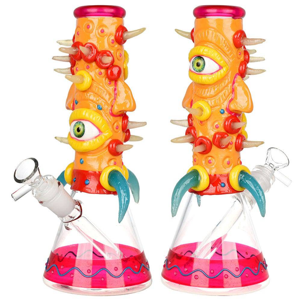 Horned Cyclops 3D Painted Beaker Water Pipe - 9.75" - Discreet Smoker