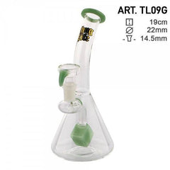 Thug Life | 7" Cube Perc Green Glass Water Pipe - Discreet Smoker
