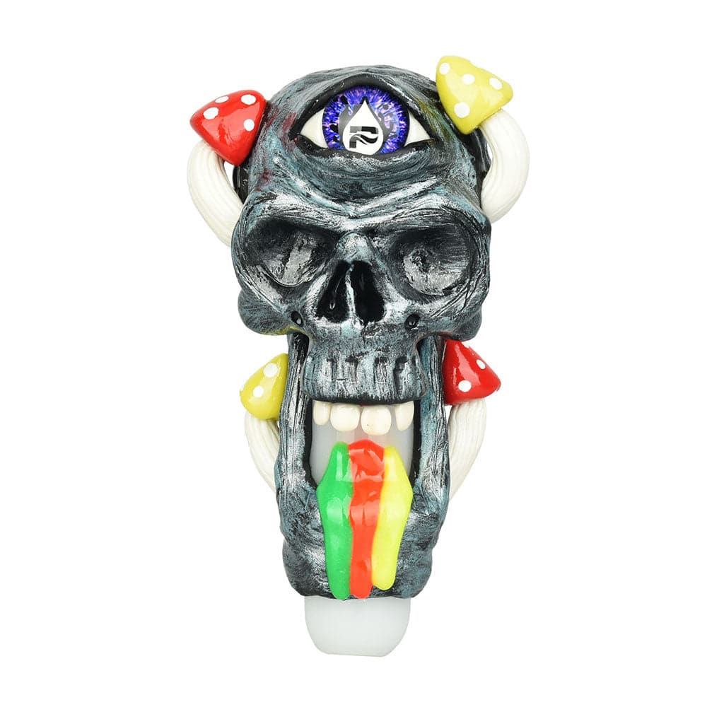 Pulsar Rainbow Puking Skull Spoon Pipe - 5.5" - Discreet Smoker