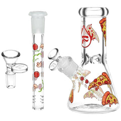 Pulsar Pizza Design Series Glass Beaker Water Pipe - 7.75" / 14mm F - Discreet Smoker