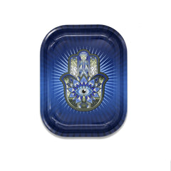 Hamsa Blue Metal Rollin' Tray - Discreet Smoker