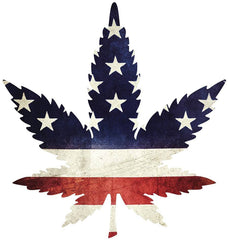 Indica Leaf Shape Puzzle: "Stars and Stripe" 10" x 11" 69 Piece 1/4 Inch thick Maple Wood Jigsaw Puzzle - Discreet Smoker