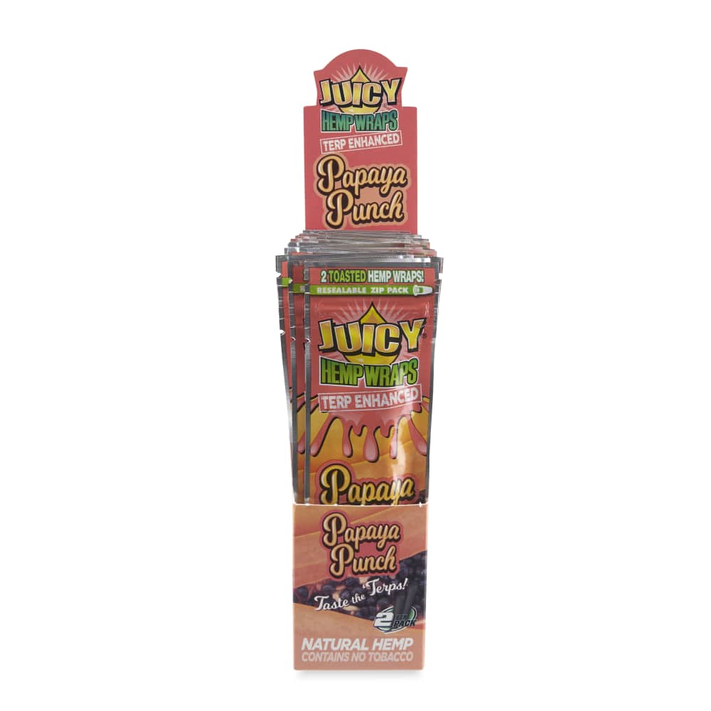Juicy Jays Terp Enhanced Hemp Wraps 2pk Pouch 25ct POP Display - Discreet Smoker
