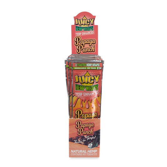 Juicy Jays Terp Enhanced Hemp Wraps 2pk Pouch 25ct POP Display - Discreet Smoker