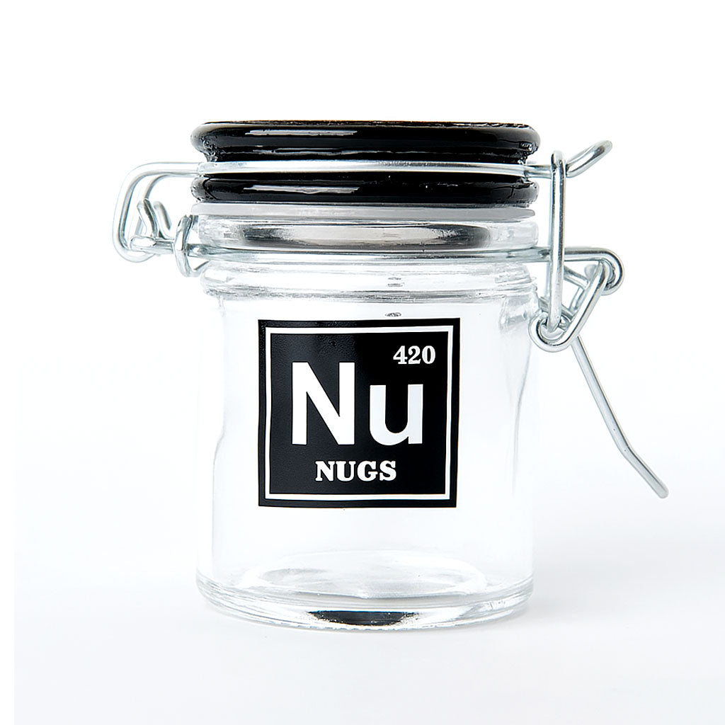 AIRTIGHT GLASS NUGS PERIODIC SYMBOL STORAGE JAR - Discreet Smoker