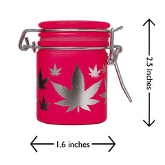 AIRTIGHT GLASS SILVER LEAVES STASH JAR WITH CLAMP LID - Discreet Smoker