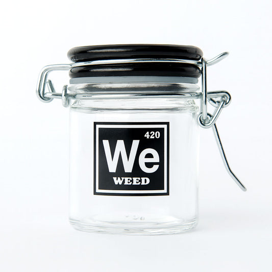 AIRTIGHT GLASS WEED PERIODIC SYMBOL STORAGE JAR - Discreet Smoker