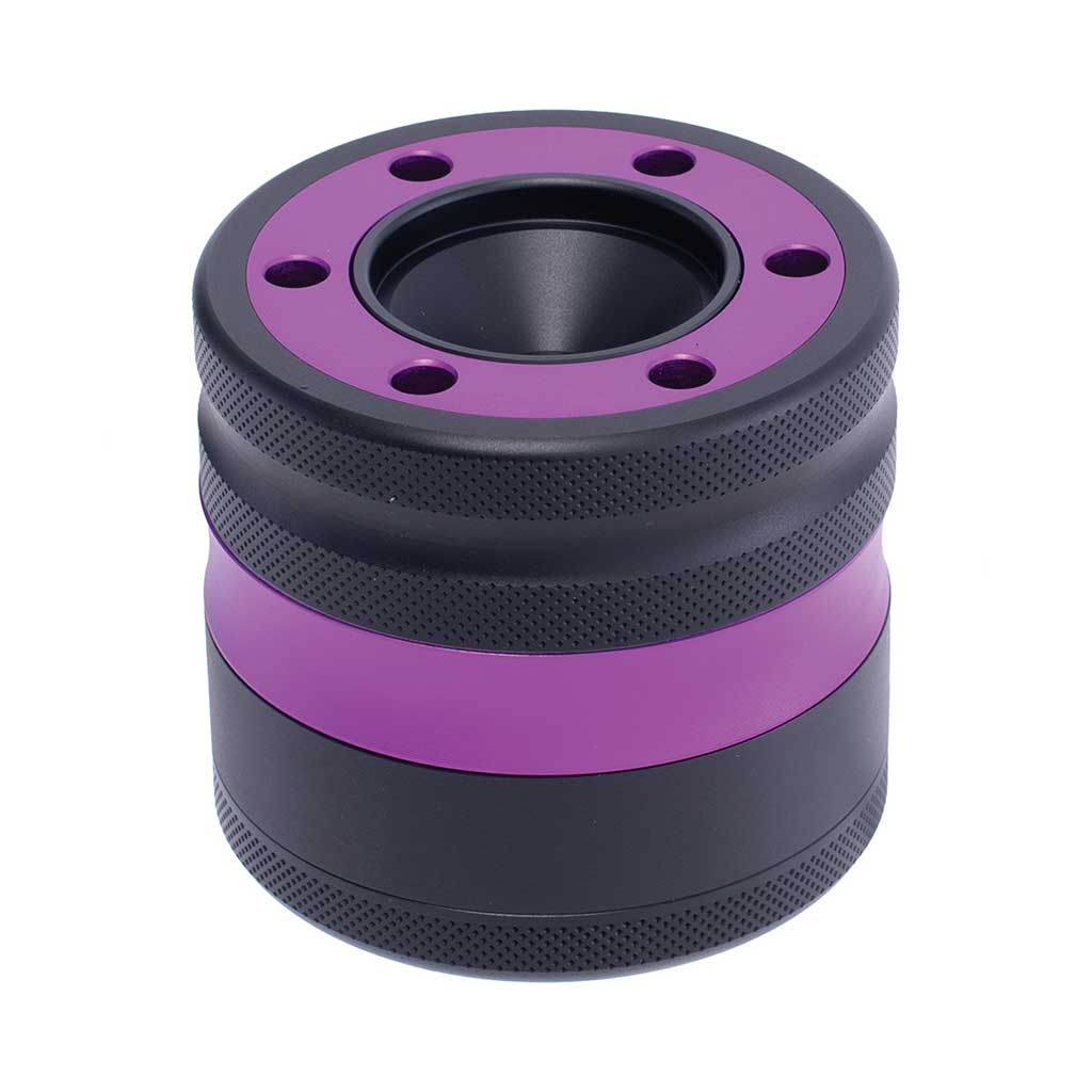 ALUMINIUM GRINDER W/ CONE HOLDER & FUNNEL - Discreet Smoker