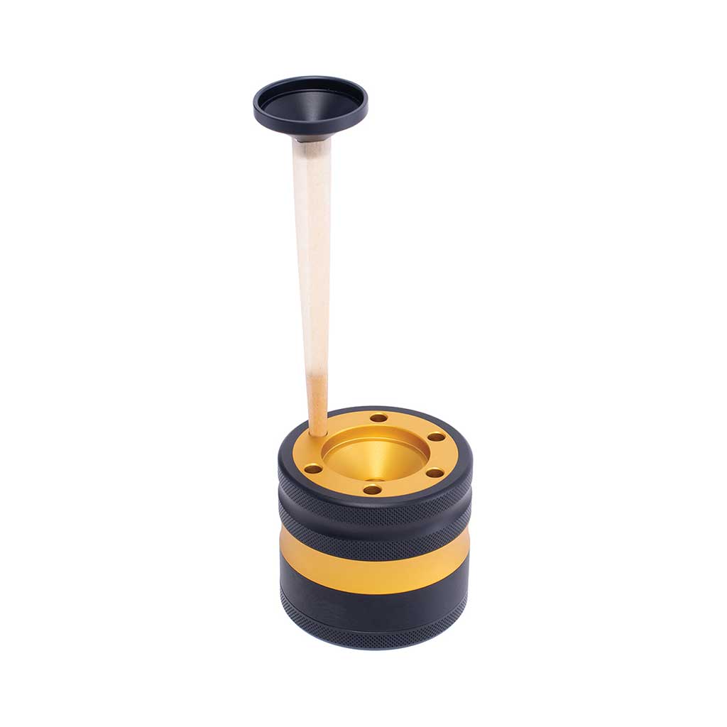 ALUMINIUM GRINDER W/ CONE HOLDER & FUNNEL - Discreet Smoker