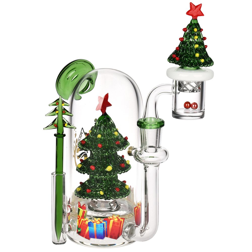 Pulsar Christmas Tree Glass Dab Rig Set - 5.75" / 14mm F - Discreet Smoker