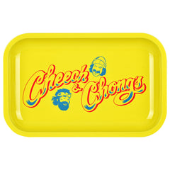 Cheech & Chong x Pulsar Metal Rolling Tray - Yellow Logo / 11" x 7" - Discreet Smoker