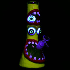 Maniacal Monster 3D Painted Beaker Water Pipe - 10" / Designs Vary - Discreet Smoker