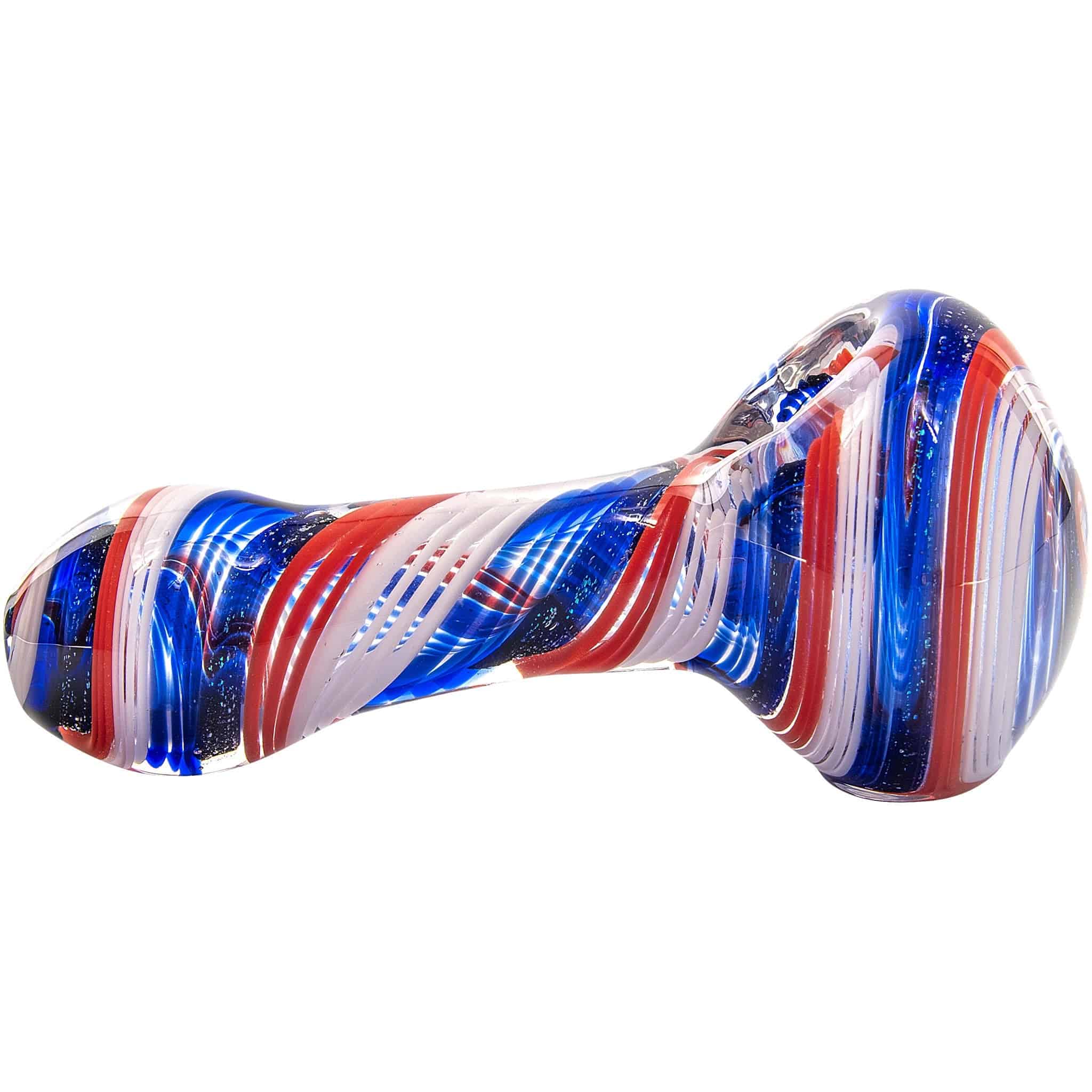 LA Pipes Stars and Stripes Independence Glass Spoon Pipe - Discreet Smoker