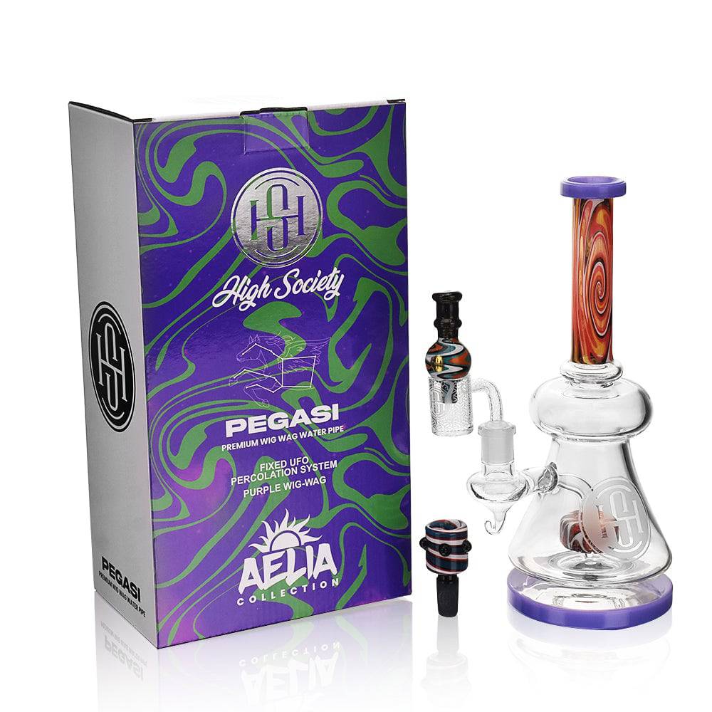 High Society - Pegasi Premium Wig Wag Hybrid Pipe (Purple) - Discreet Smoker