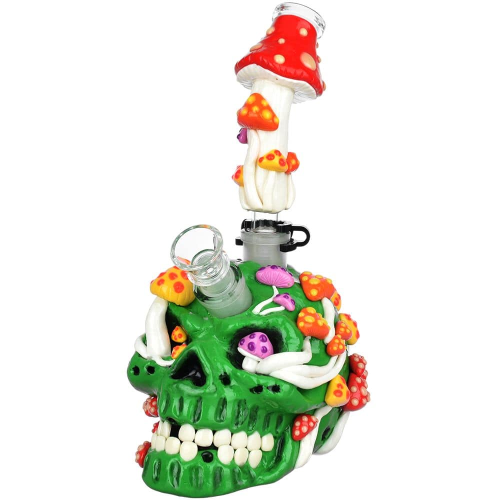 Mushroom Garden Sugar Skull Water Pipe - 10" / 19mm F - Discreet Smoker