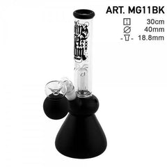 Amsterdam | 12" Black Glass Water Pipe w/ Dome Perc - Discreet Smoker