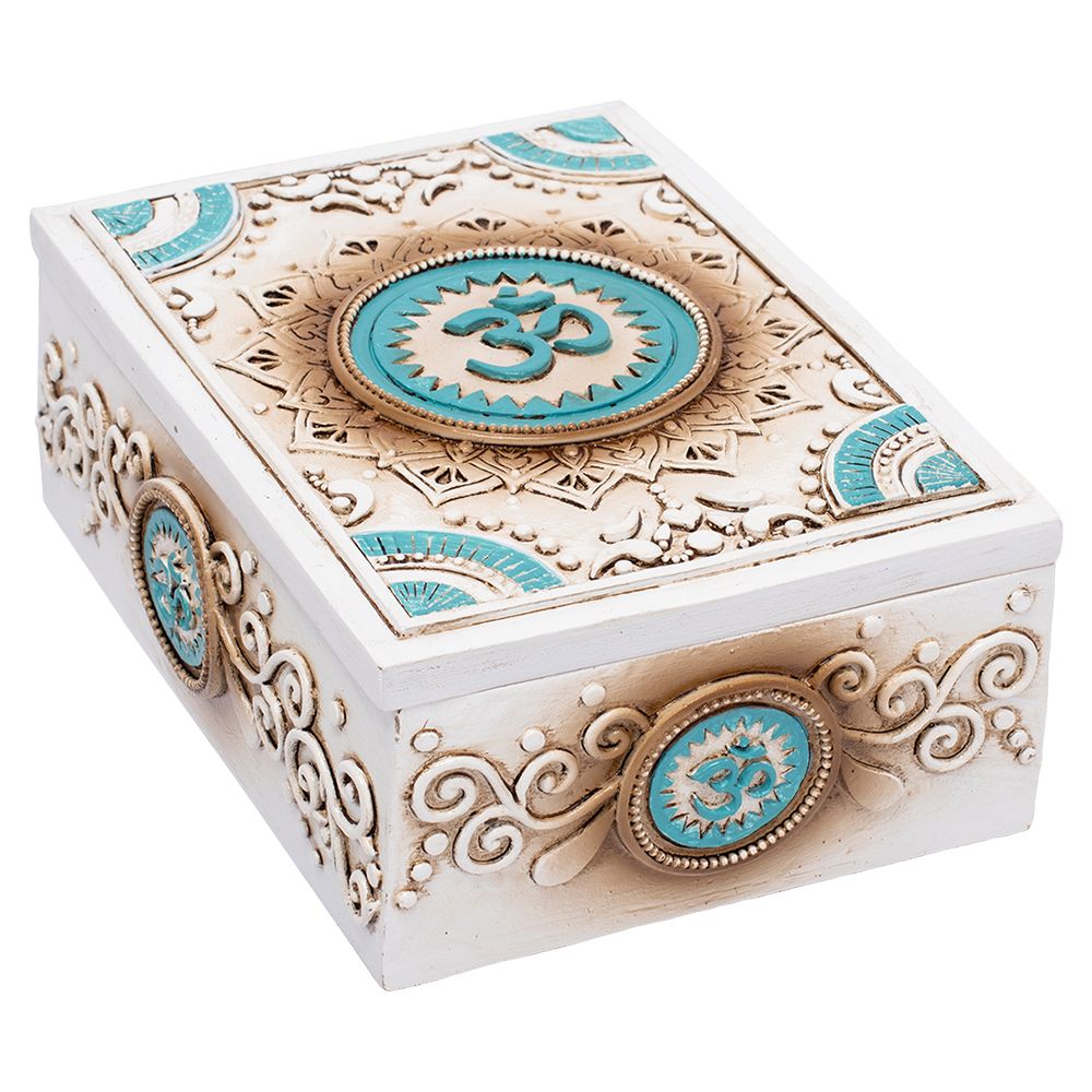 Fujima Om Symbol Tarot Polyresin Stash Box - 5.5"x 4" - Discreet Smoker