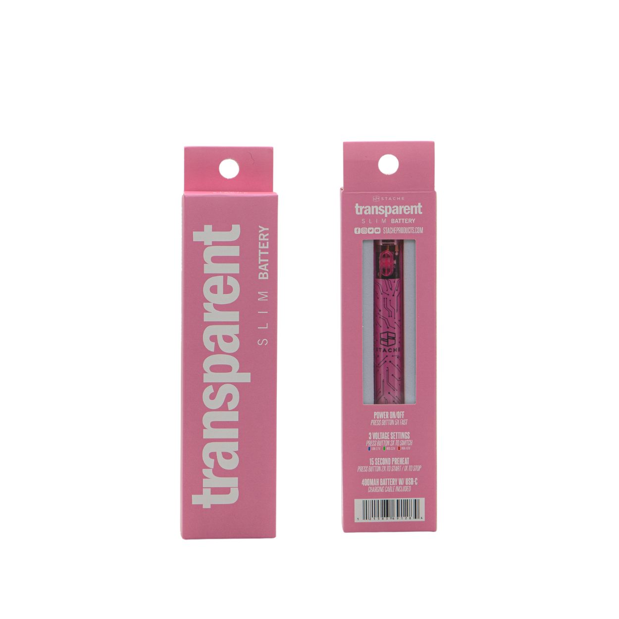 Transparent light up Vape battery by Stache - Discreet Smoker