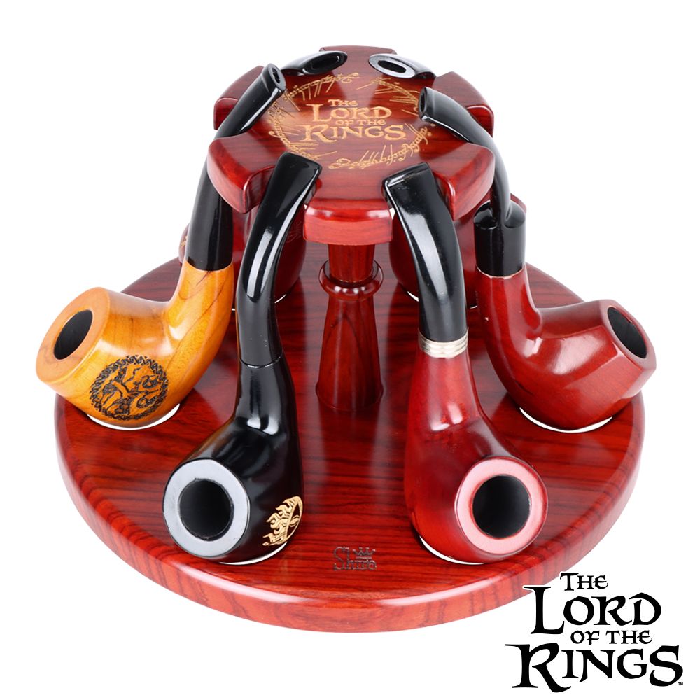 Pulsar Shire Pipes x LoTR COUNCIL OF ELROND Multi-Pipe Wood Display Stand - 8"x5" - Discreet Smoker