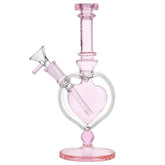Pulsar Pink Heart Chalice Glass Water Pipe - 9" / 14mm F - Discreet Smoker