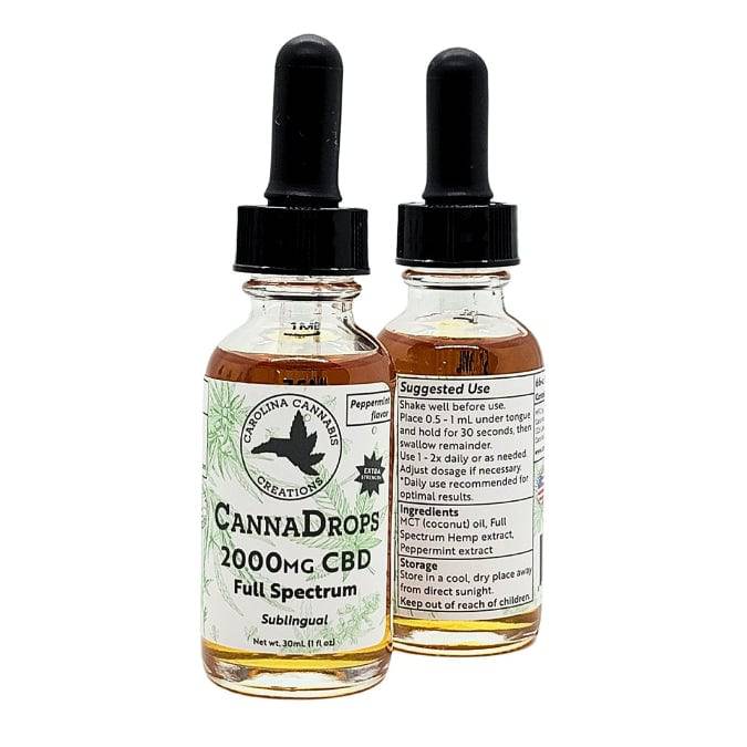 Canna Drops Full Spectrum 2000mg CBD tincture | Peppermint | Carolina Cannabis Creations - Discreet Smoker