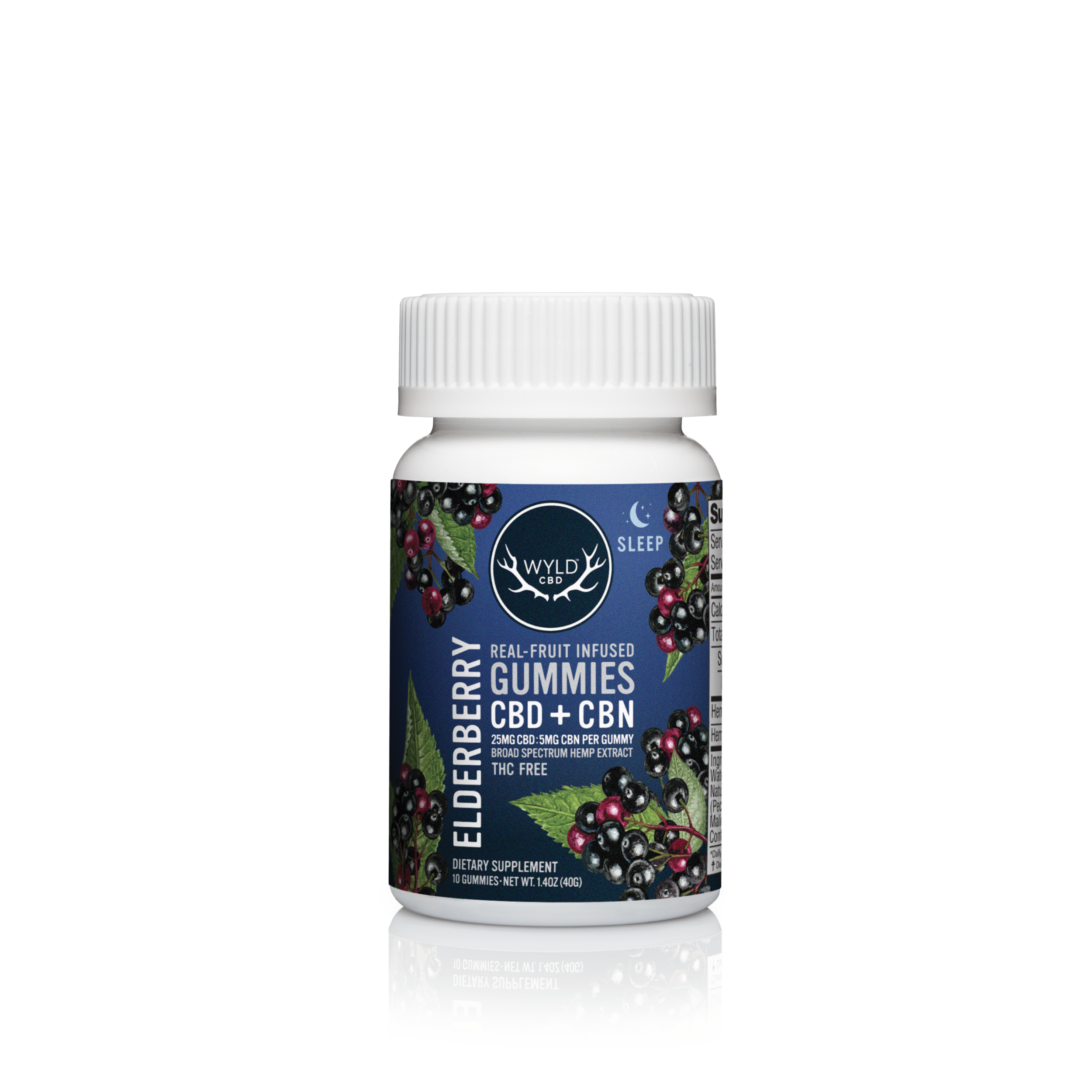 WYLD CBD Real Fruit Infused CBD + CBN Sleep Elderberry Gummies - Discreet Smoker