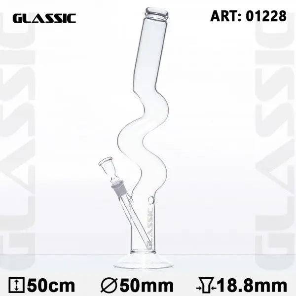 19.5" Classic Zig Zag Colored Glass Water Pipe Bong - Discreet Smoker