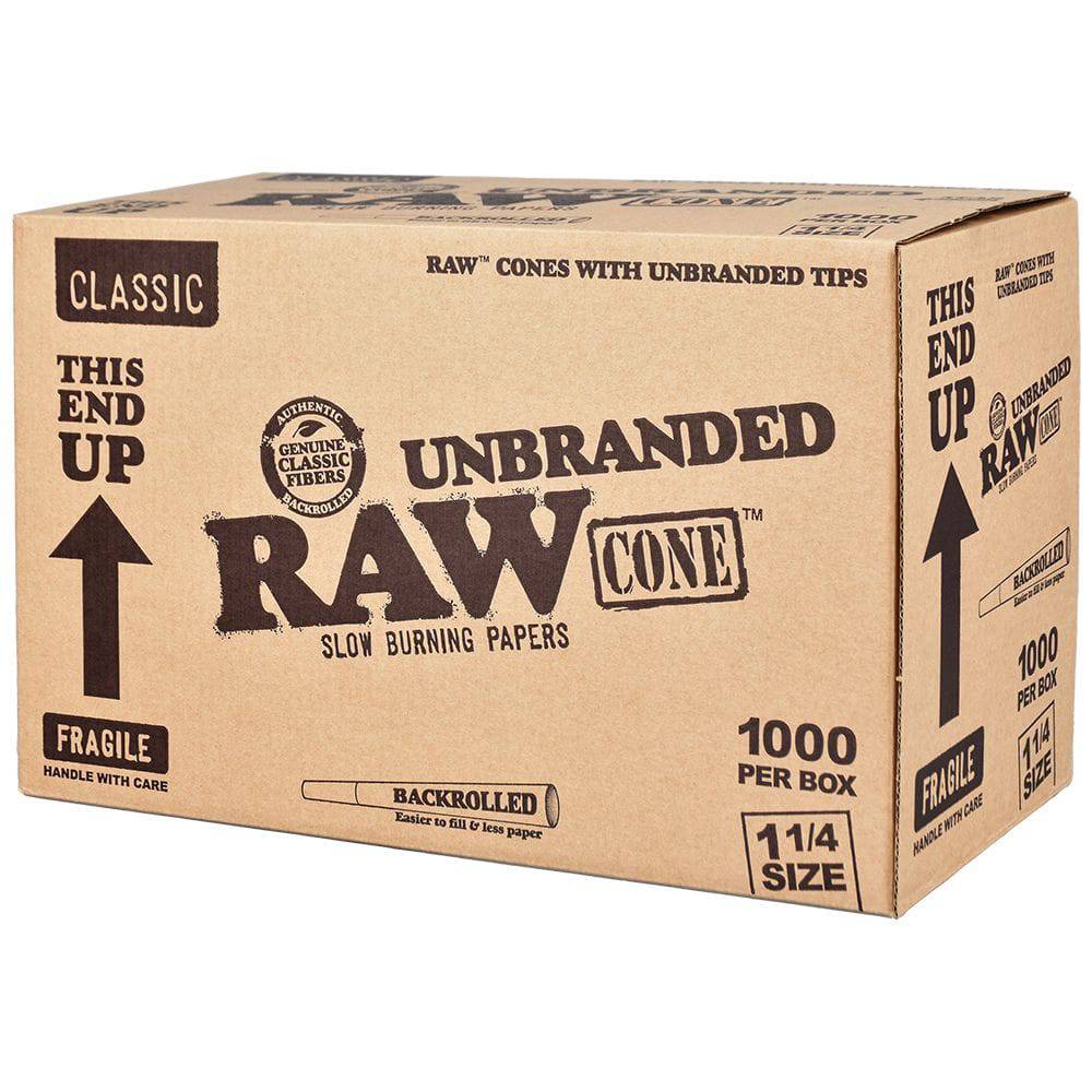 RAW Unbranded Classic Cones | 1 1/4 | 1000ct Bulk Box - Discreet Smoker