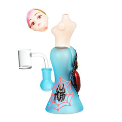 Doll Glow In The Dark Glass Water Pipe - 7.25" / 14mm F / Designs Vary - Discreet Smoker
