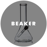 Beaker bong with wide base and angled pipe, one of the most stable types of bongs for sale online.