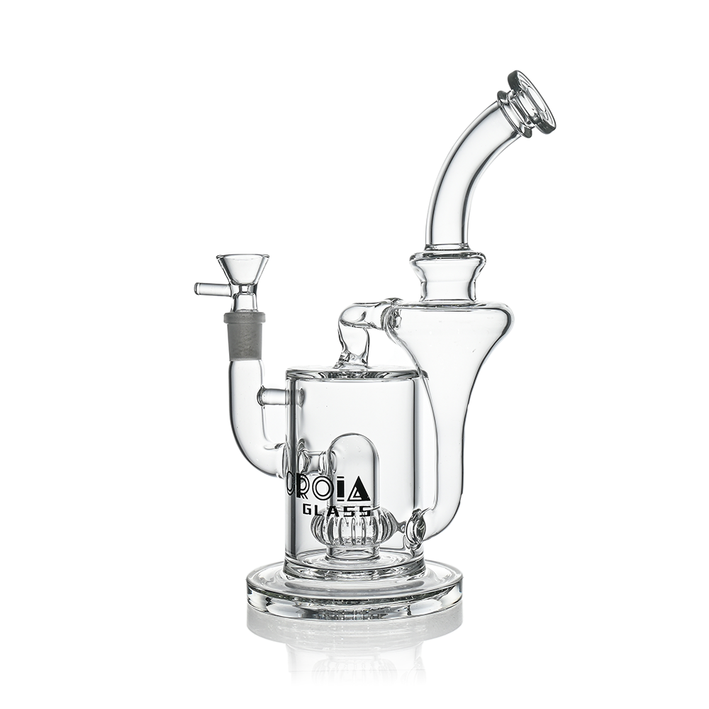 10" Hourglass Recycler Scientific Bong with Crown Perc | Croia Glass - Discreet Smoker