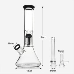 11-inch Glass Beaker Bong with Tree Perc - Discreet Smoker