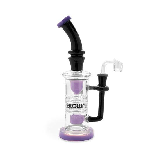 BLOWN Glass Goods ZETA 12in Rig w/ 5-Stack Plate Perc + Recycler & Drum Perc - Discreet Smoker