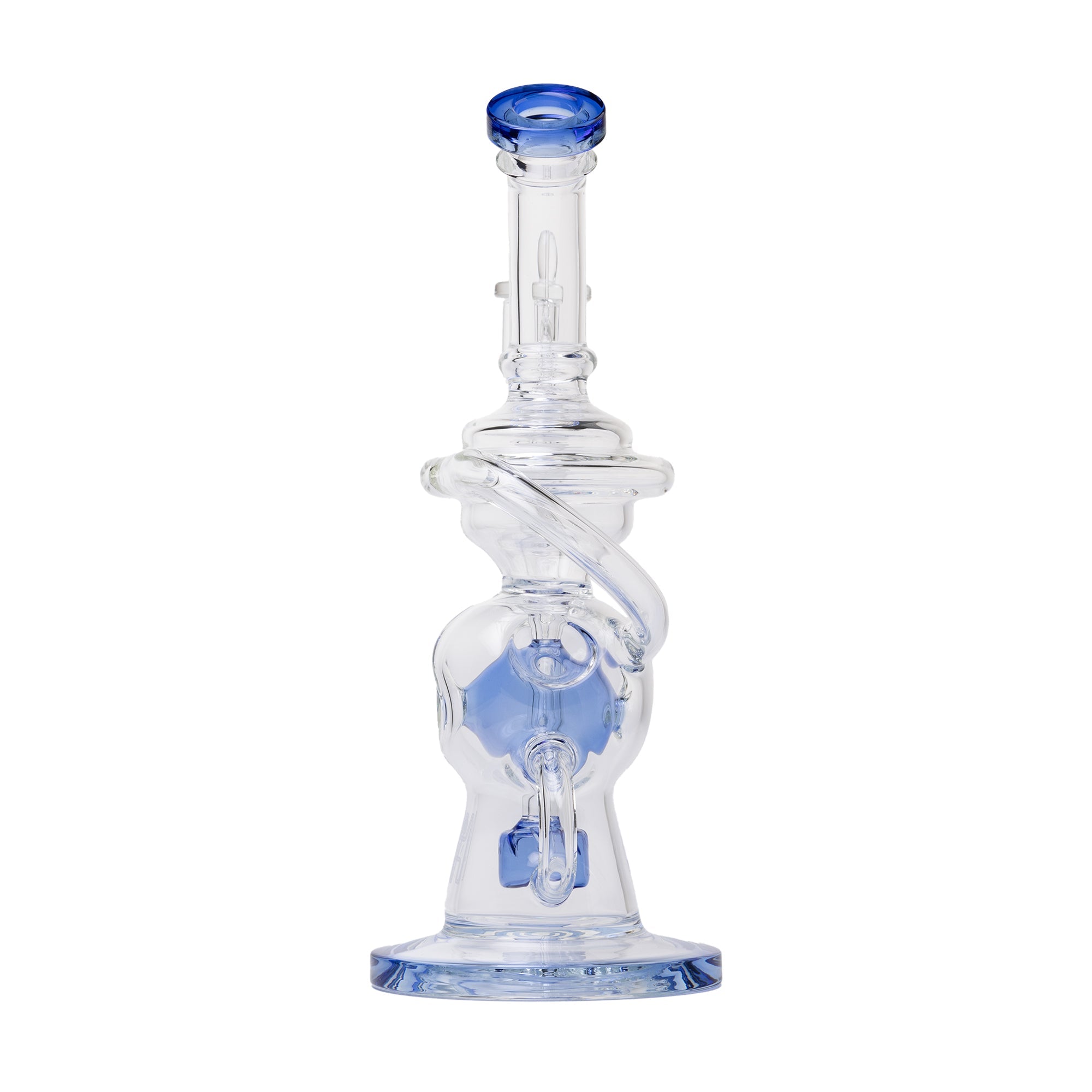 Human Grade 10" Swiss Rig Glass Recycler Water Pipe - Discreet Smoker