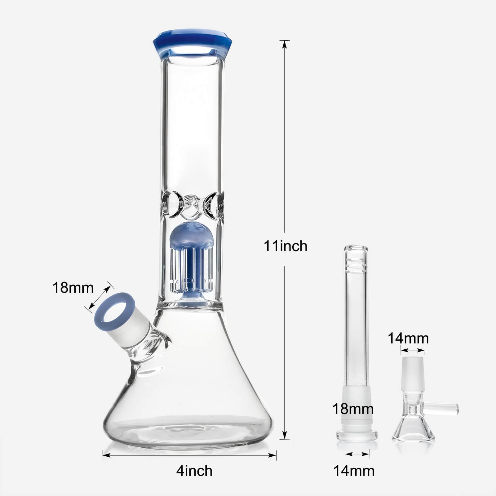11-inch Glass Beaker Bong with Tree Perc - Discreet Smoker