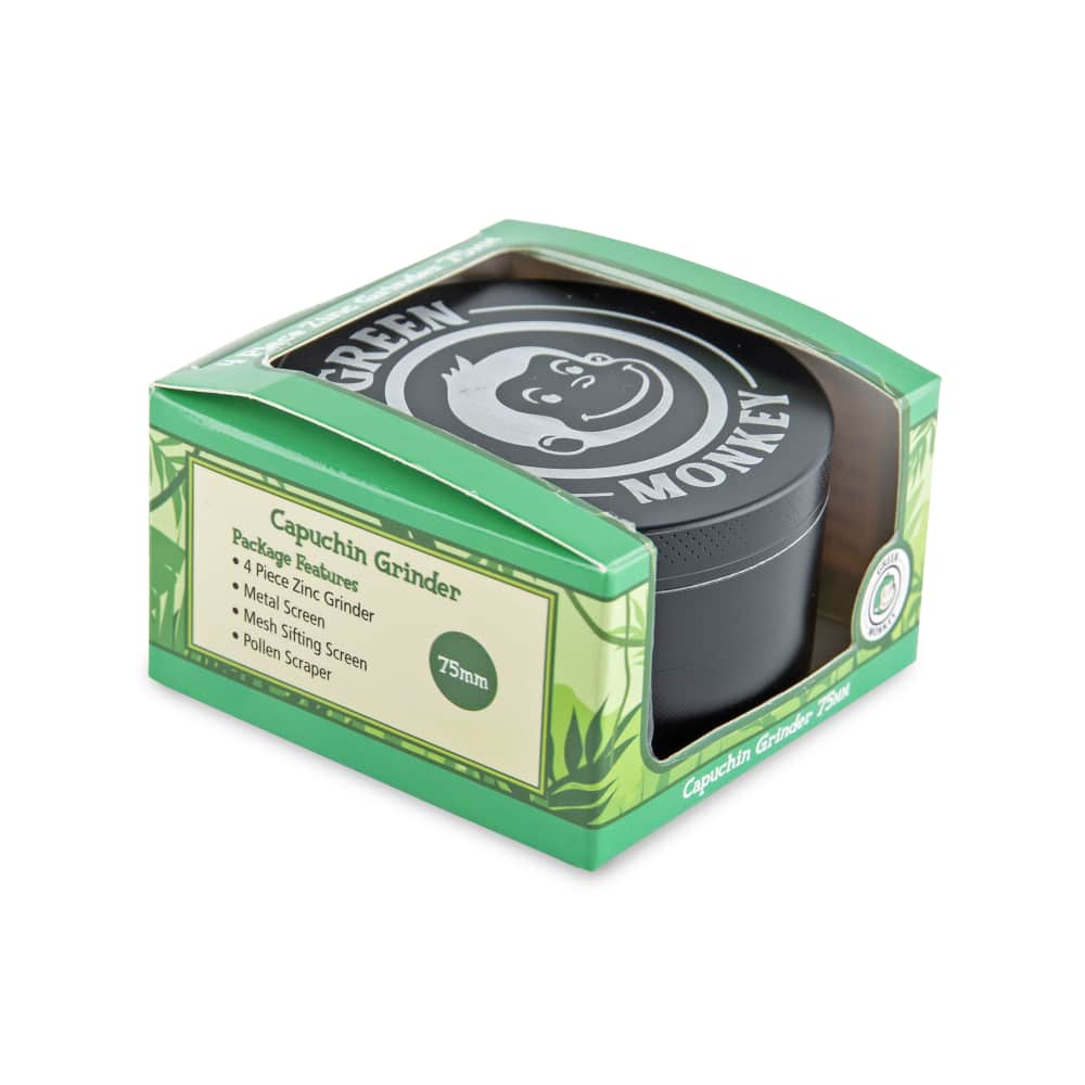 Green Monkey Grinder - Capuchin 4pc - 75mm - Discreet Smoker