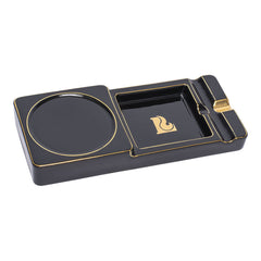 Lucienne Ceramic Cigar Ashtray and Whiskey Glass Holder - 11" x 4.8" - Discreet Smoker