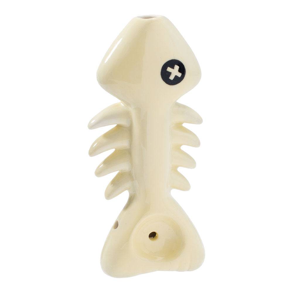 Wacky Bowlz Fish Skeleton Ceramic Hand Pipe - 4" - Discreet Smoker
