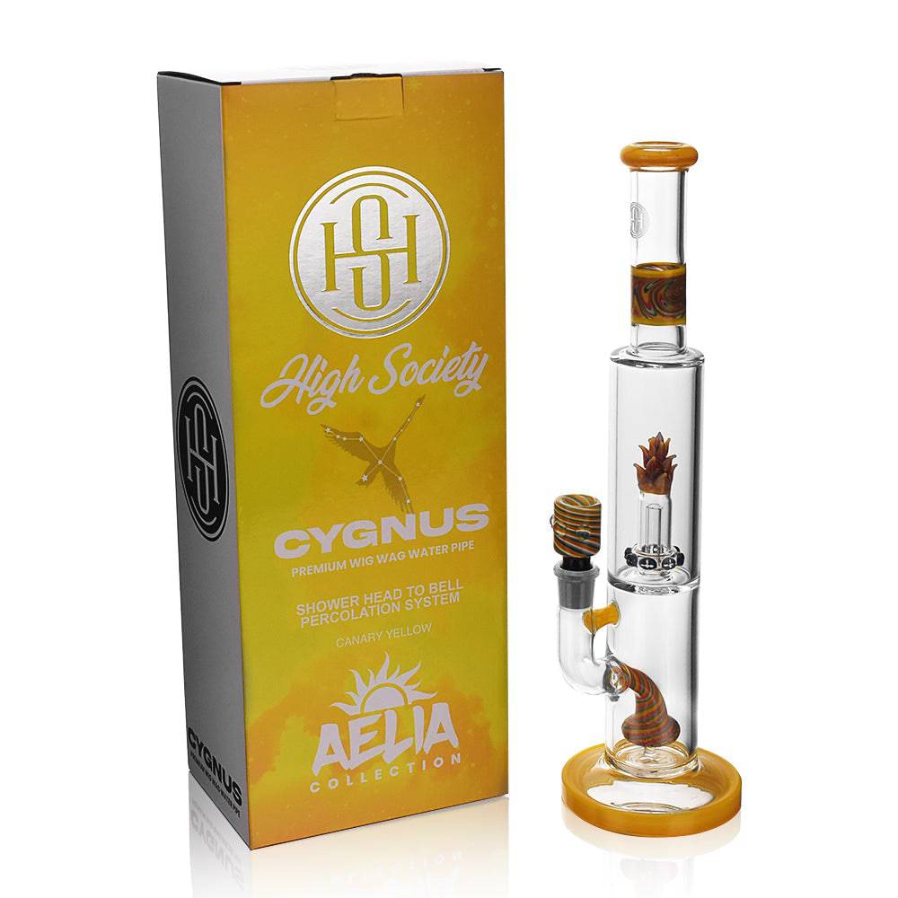 High Society | Cygnus Premium Wig Wag Waterpipe (Canary Yellow) - Discreet Smoker