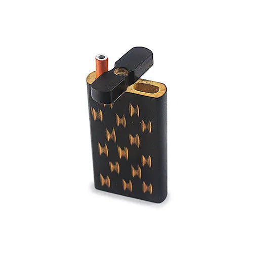Handmade Wooden Carved Black Dugout w/ One Hitter - Discreet Smoker