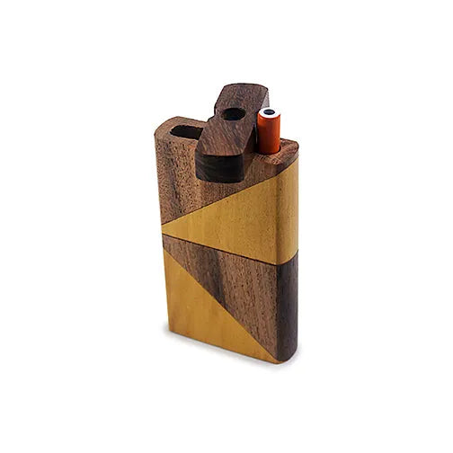 Handmade Wooden Two-Shade Dugout w/ One Hitter - Discreet Smoker