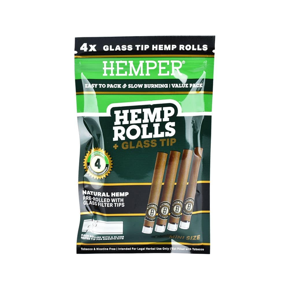 Hemper Hemp Rolls + Glass Tips | 12pk Display - Discreet Smoker