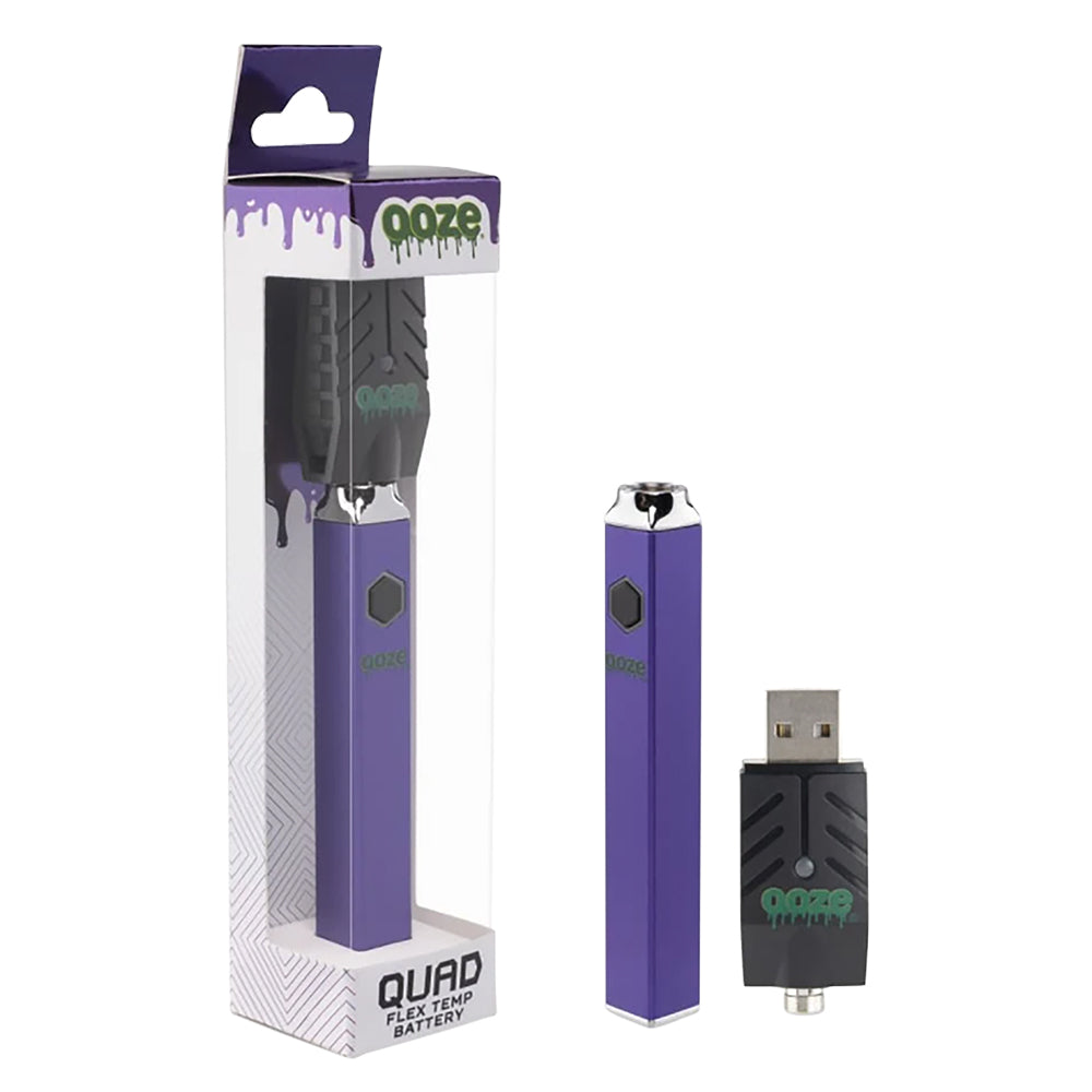 Ooze Quad Flex Temp Square Vape Pen 510 Battery - Discreet Smoker